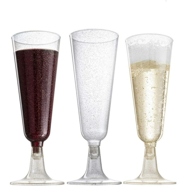 140 pc Gold Glitter Plastic Classicware Glass Like Champagne Wedding Parties Toasting Flutes Party Cocktail Cups 